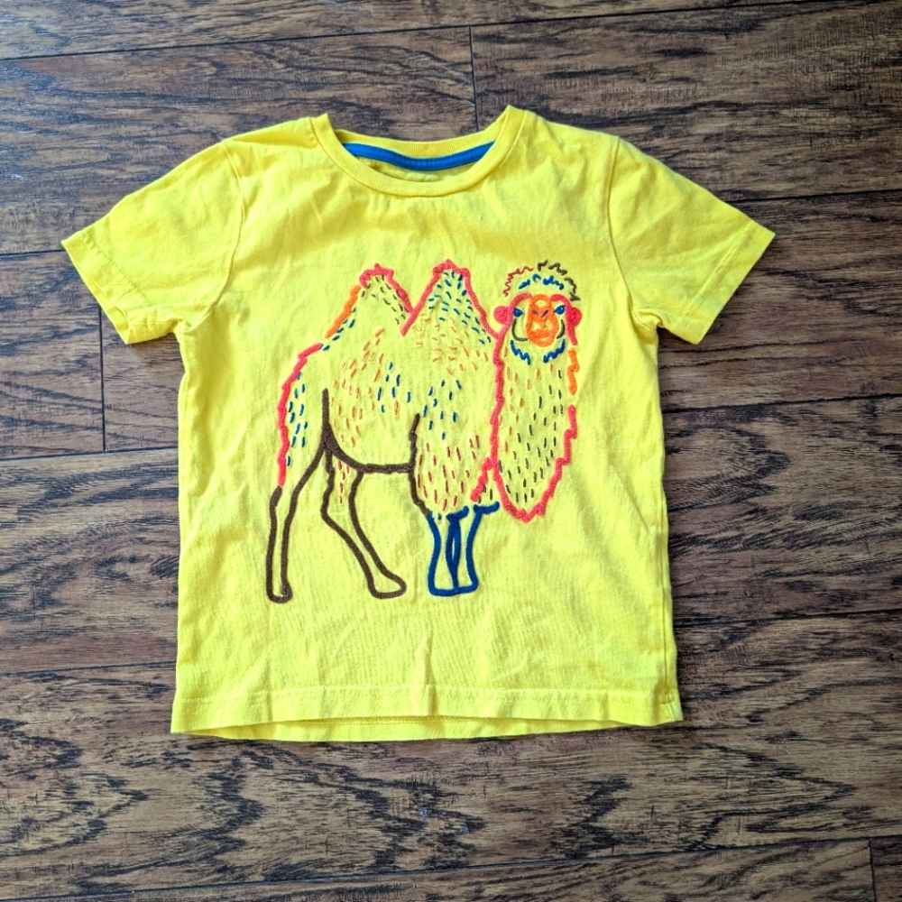 $ Mini Boden Yellow Embroidered Camel Tee‎